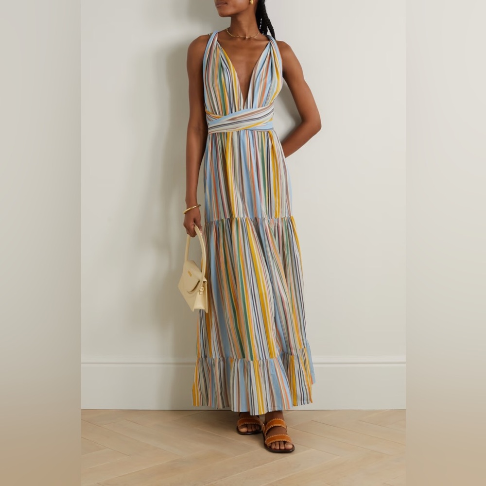 Hannah Artwear V-neck Chloe Striped Multi Colored Dress